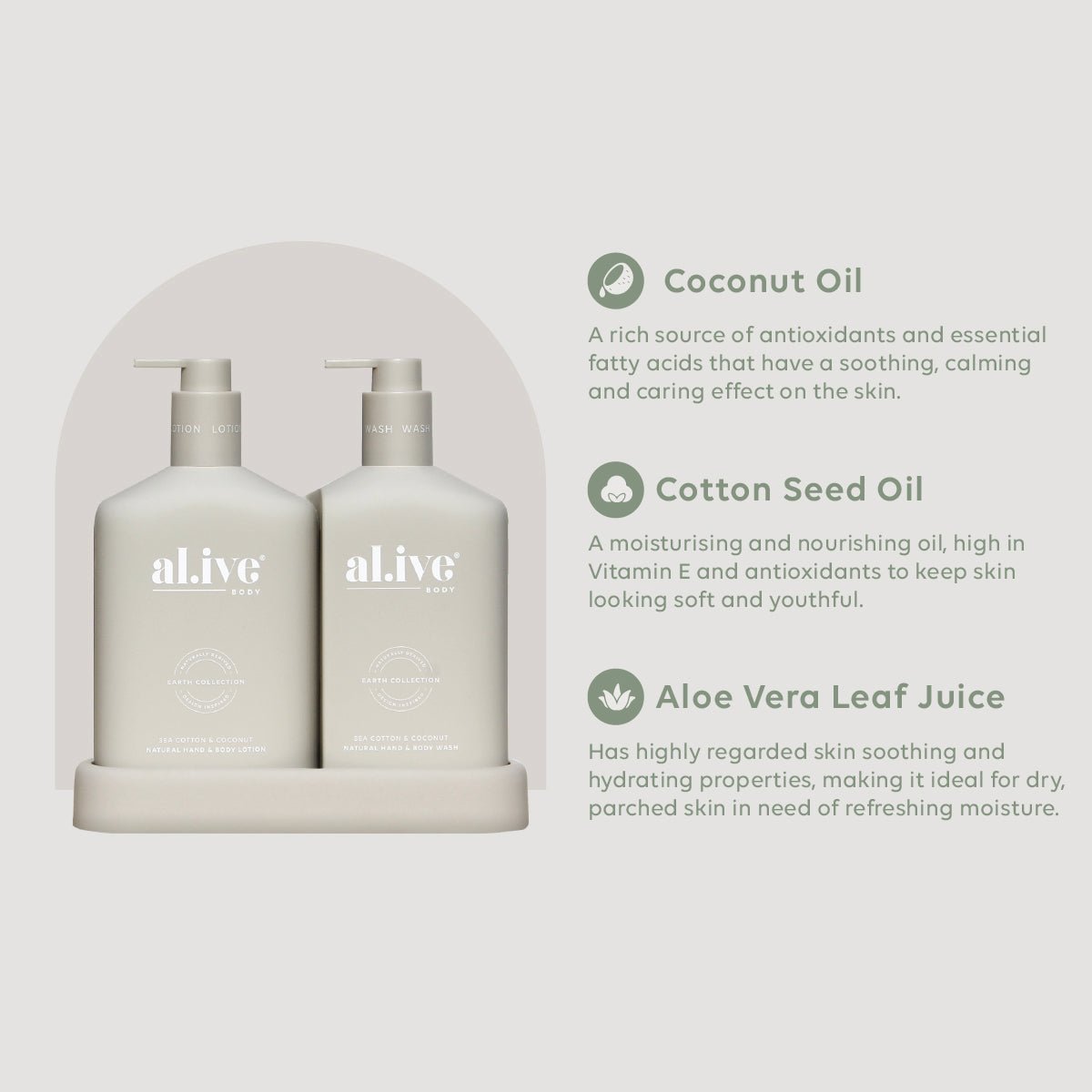 Al.ive Body - Wash & Lotion Duo - Sea Cotton & Coconut