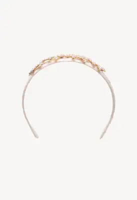 Alloy Beaded Crown Pearl Headband