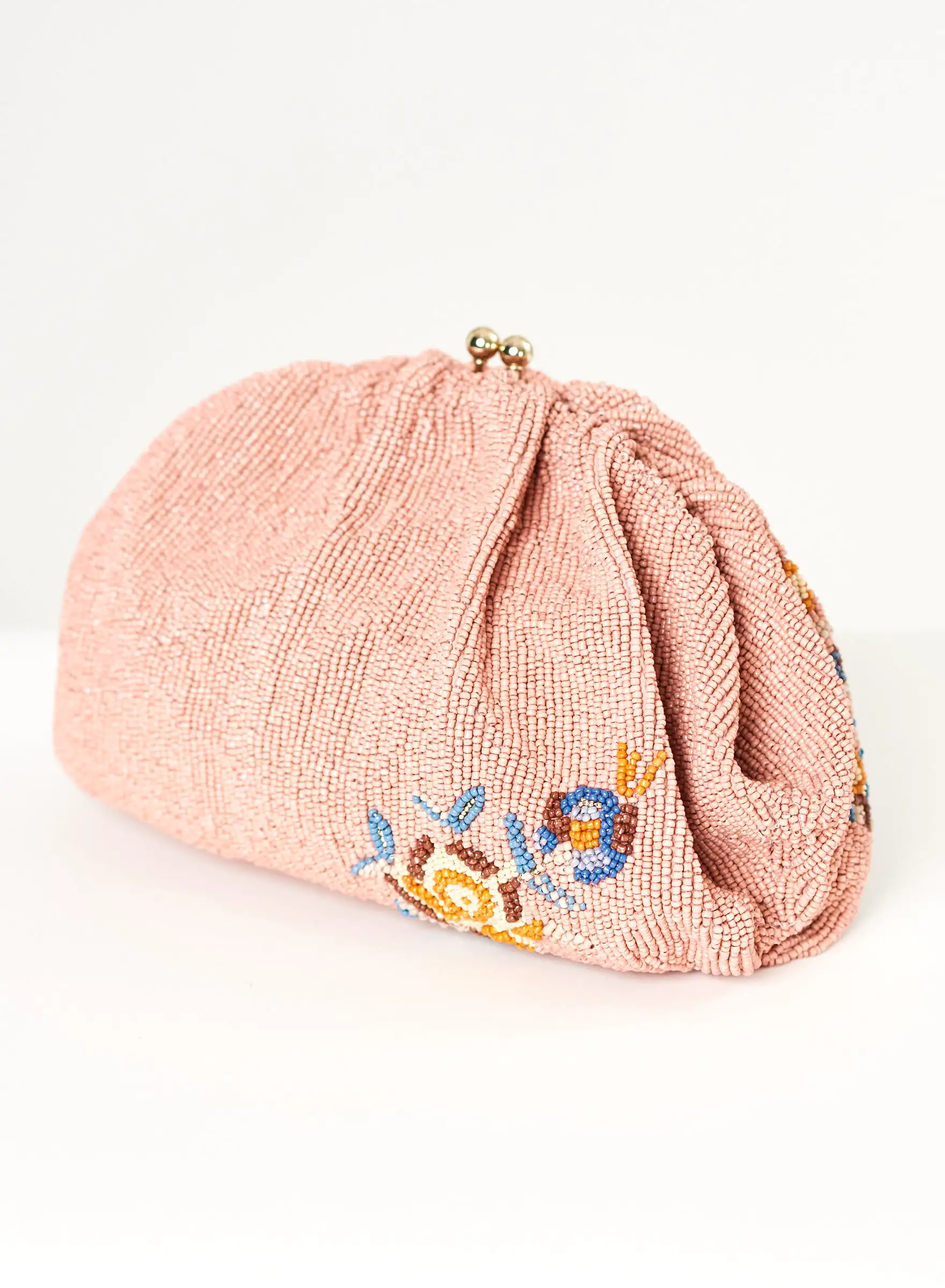 Birdie Beaded Pink Clutch Bag