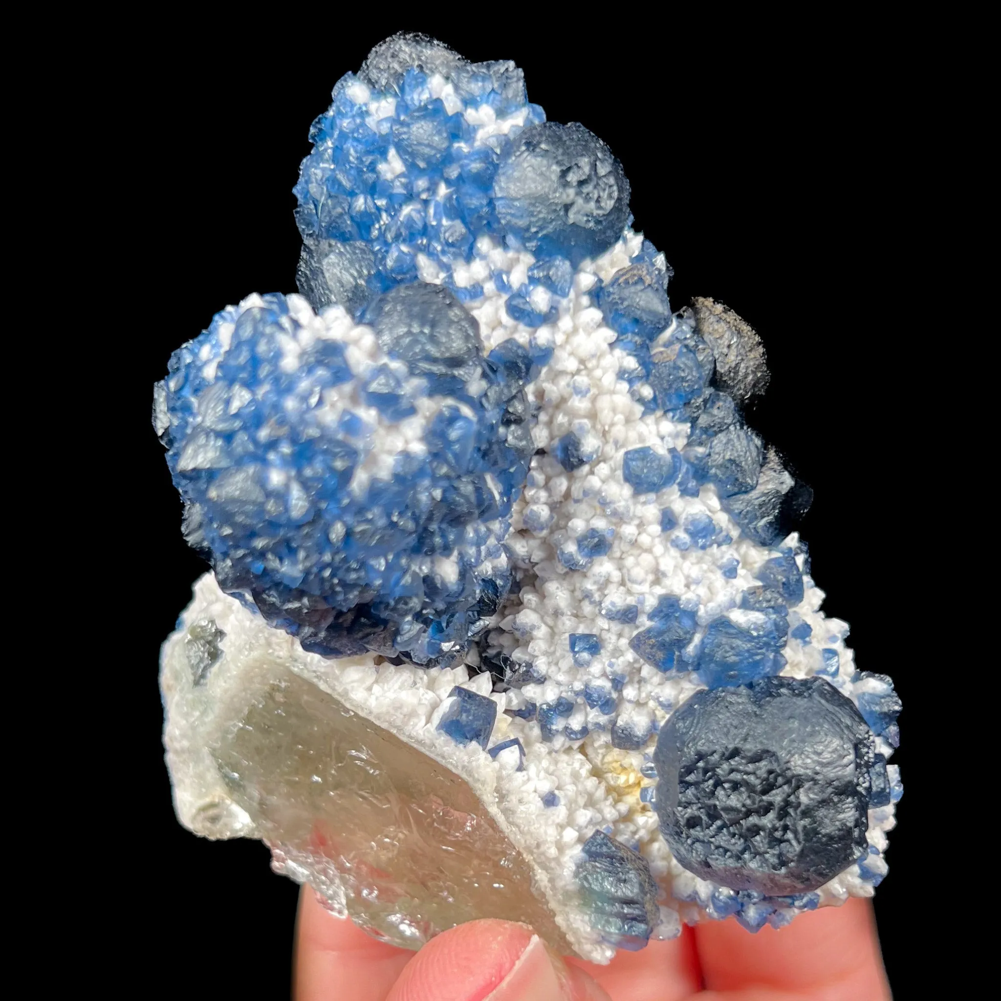 Blue Fluorite on Quartz