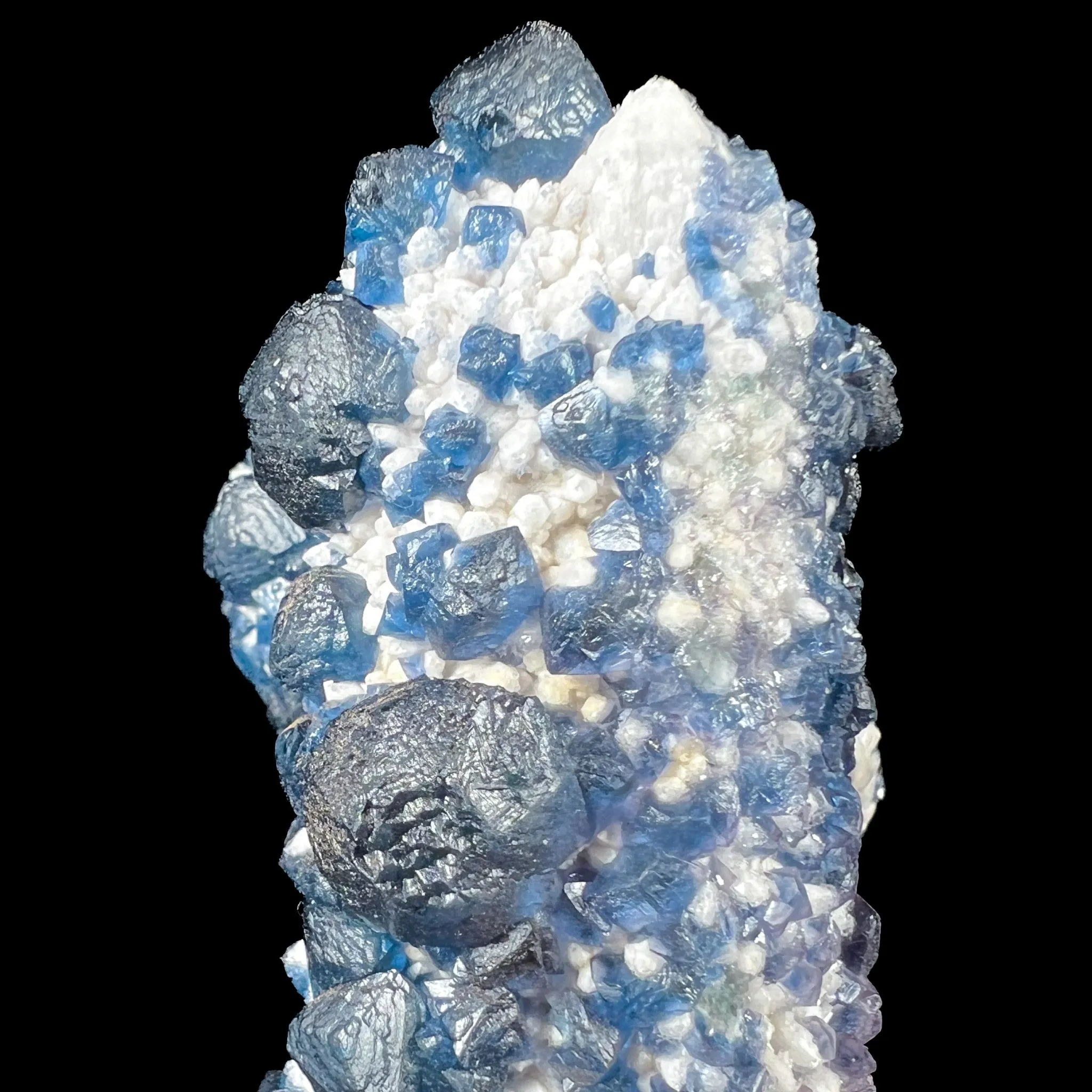 Blue Fluorite on Quartz