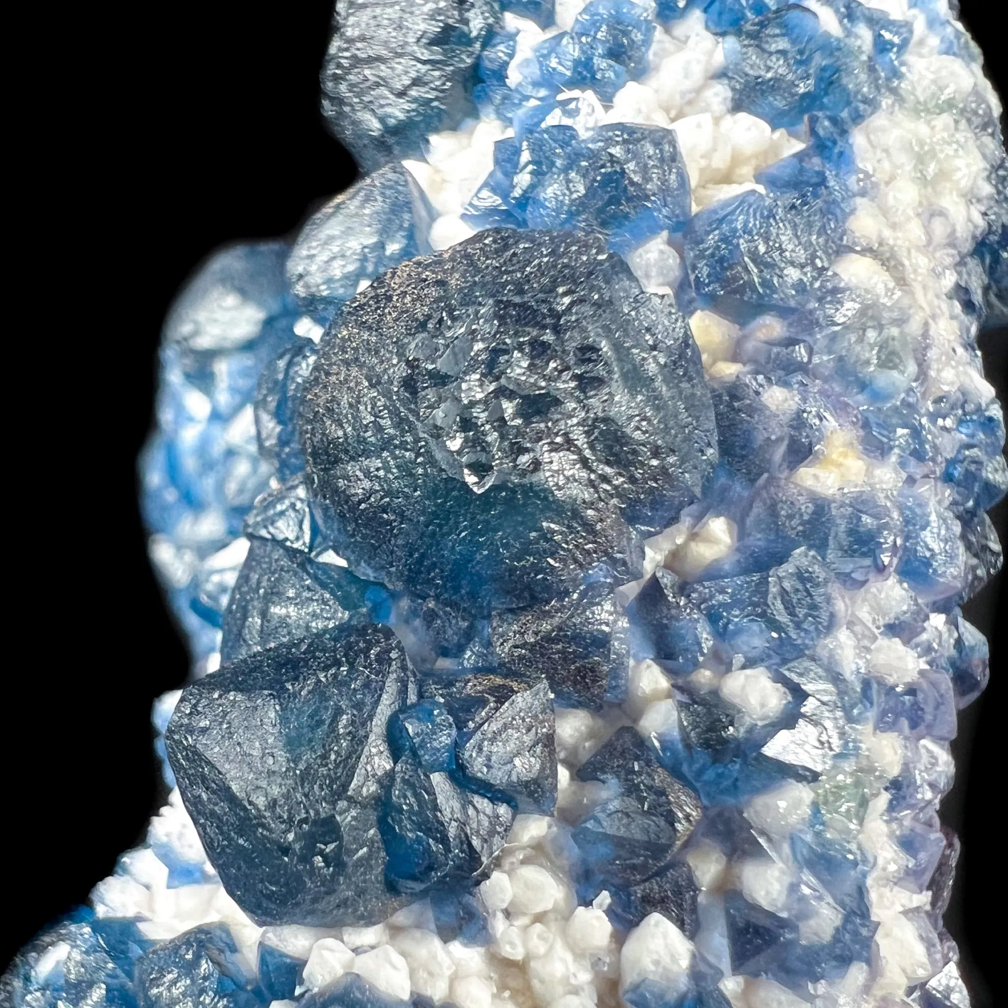 Blue Fluorite on Quartz