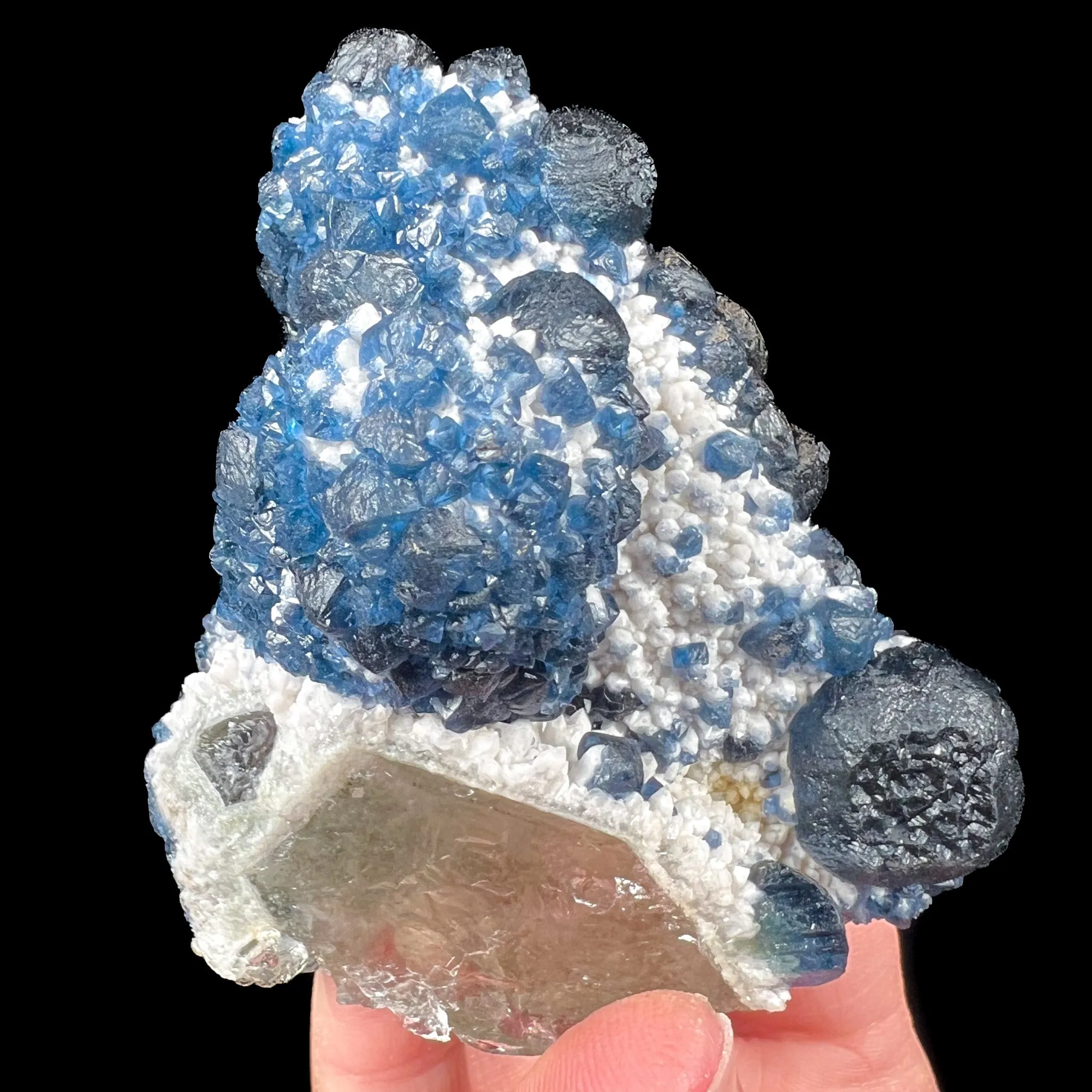 Blue Fluorite on Quartz