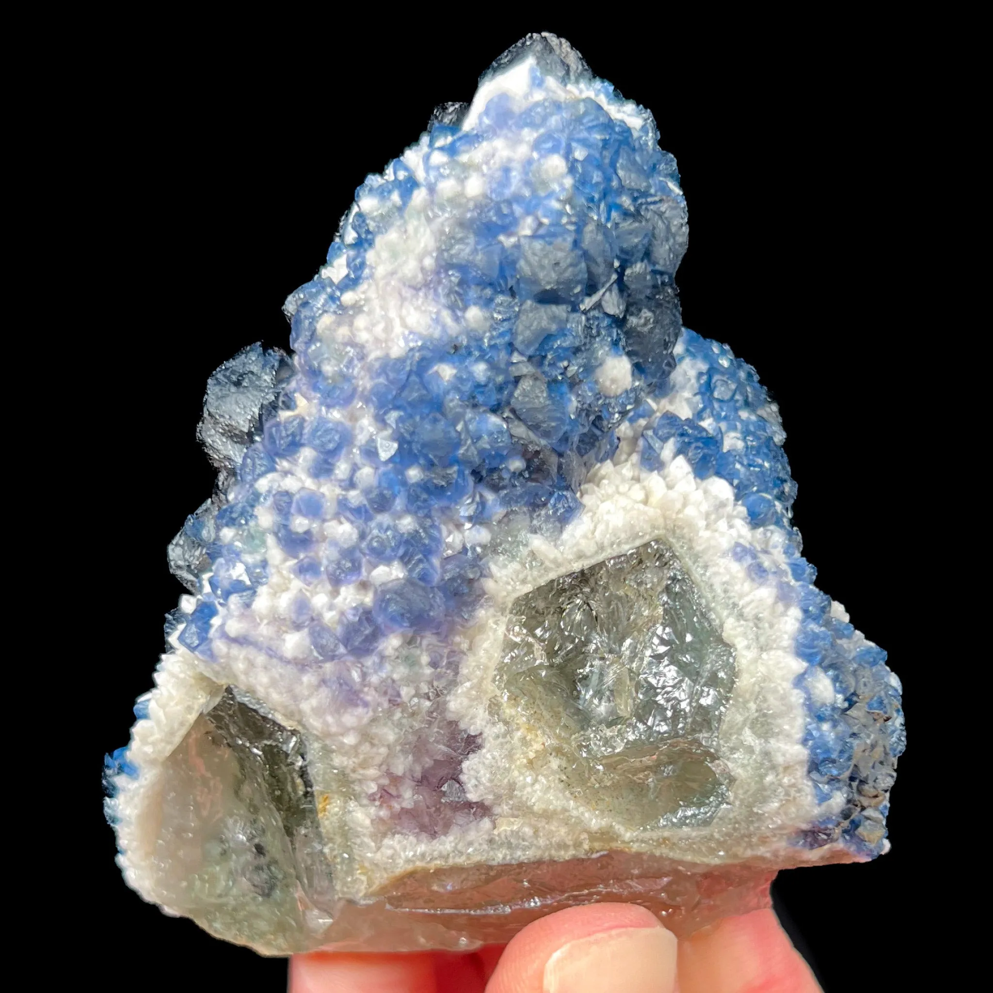 Blue Fluorite on Quartz