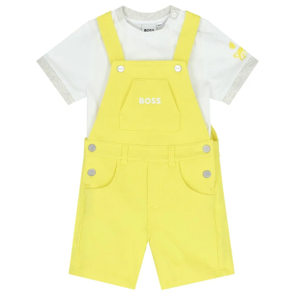 Boss Sets Dungaree + T-Shirt White-Yellow