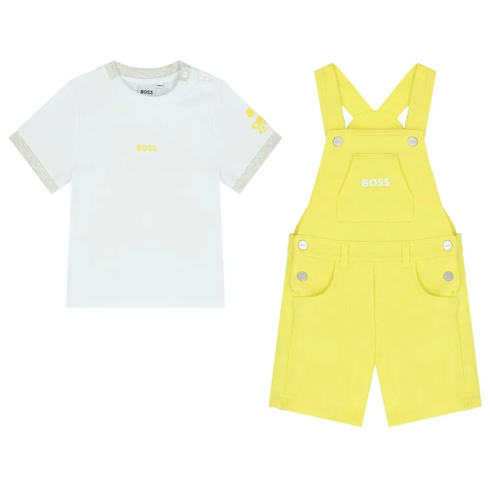 Boss Sets Dungaree + T-Shirt White-Yellow