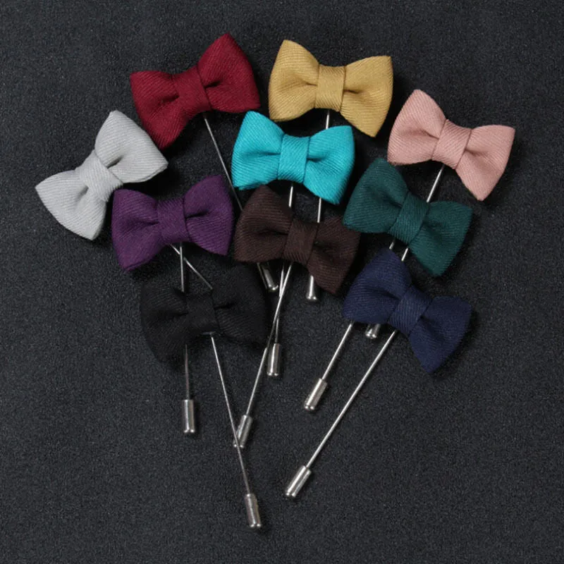 Bowknot Men's Brooches Fabric Bow Lapel Pin for Suits 6 Colors Mens Brooch Pin Jewelry SM6