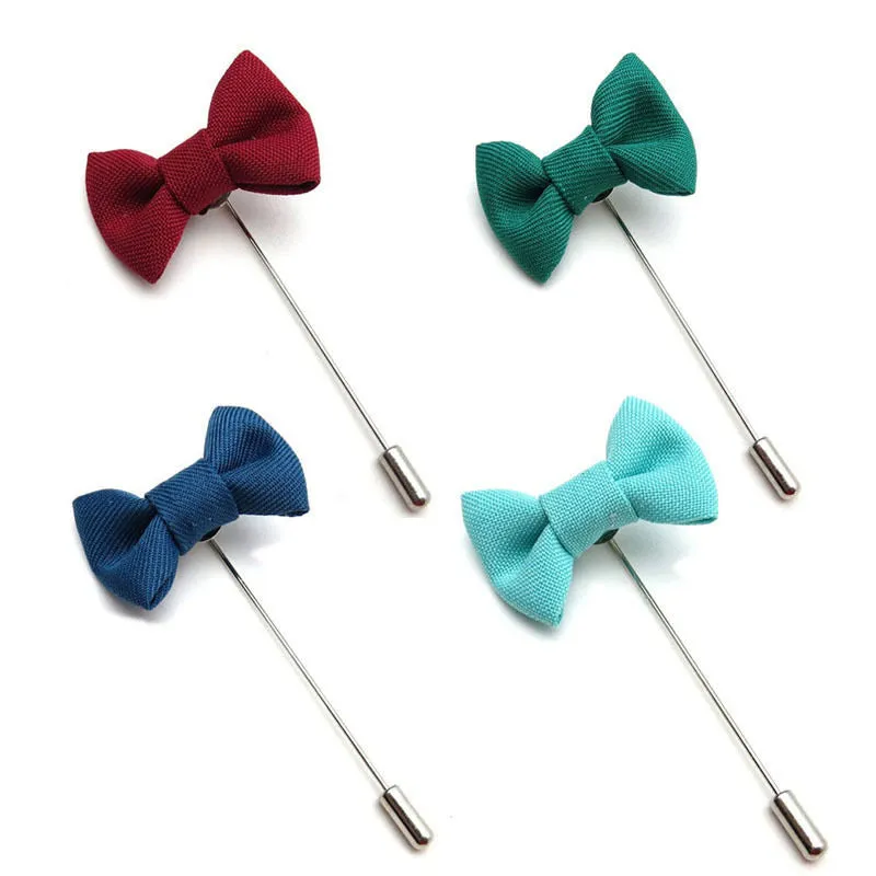 Bowknot Men's Brooches Fabric Bow Lapel Pin for Suits 6 Colors Mens Brooch Pin Jewelry SM6