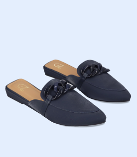 BW8157-NAVY-Women Casual Mules