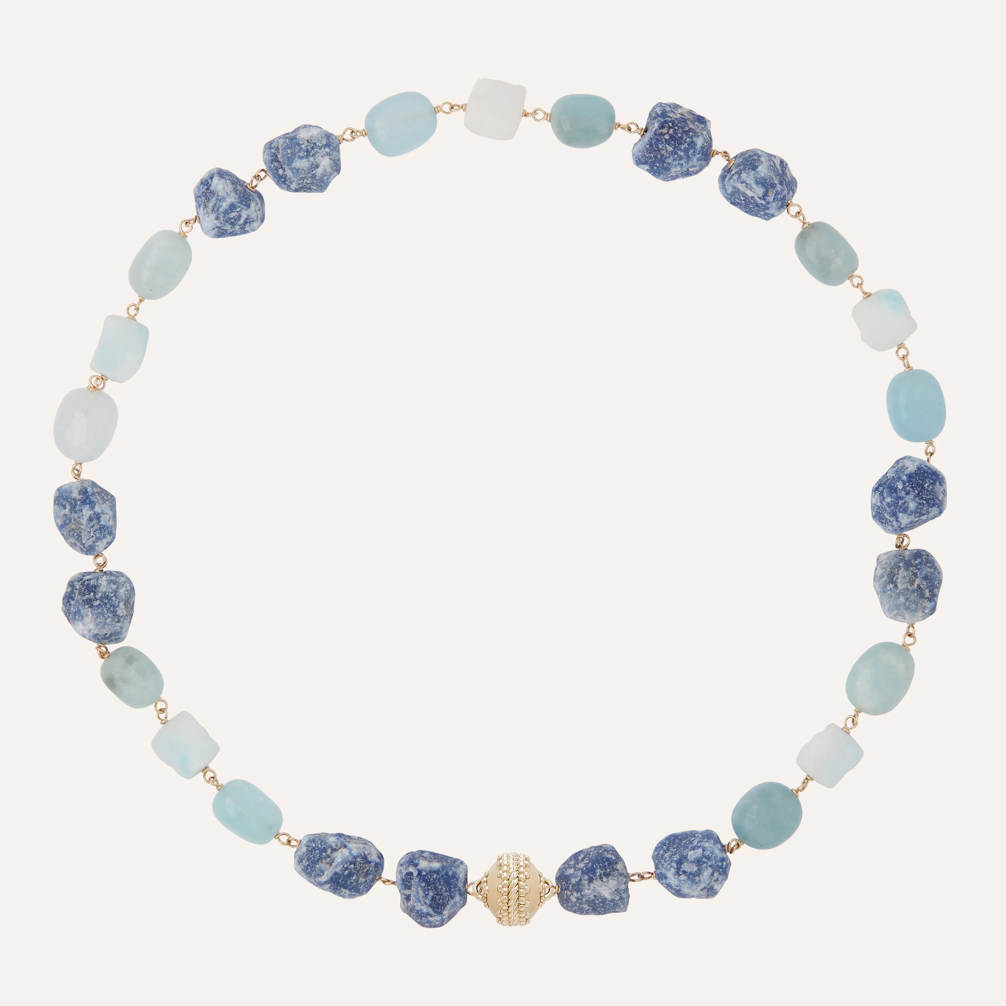 Caspian Natural Blue Quartz, Calcite & Aquamarine Necklace