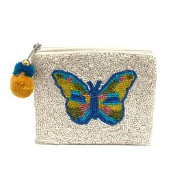 Concepts Reno Butterfly Beaded Coin Pouch white