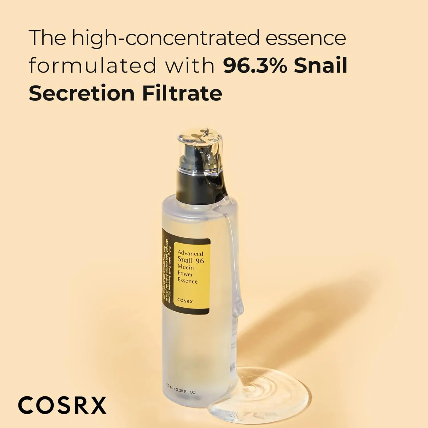 COSRX Snail Mucin 96% Power Repairing Essence 3.38 floz/100ml *PACK OF TWO*