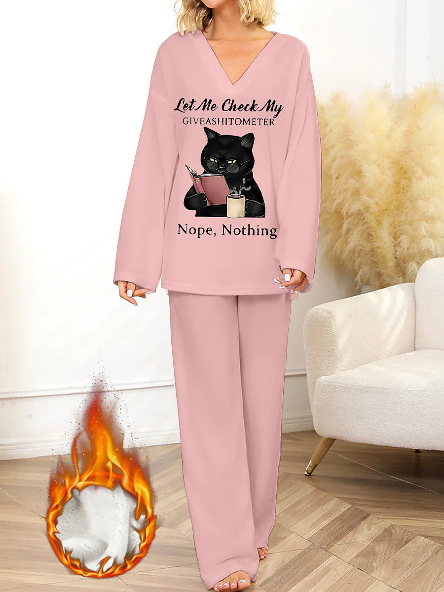 Cozy Cat Printed Pajama Sets for Women