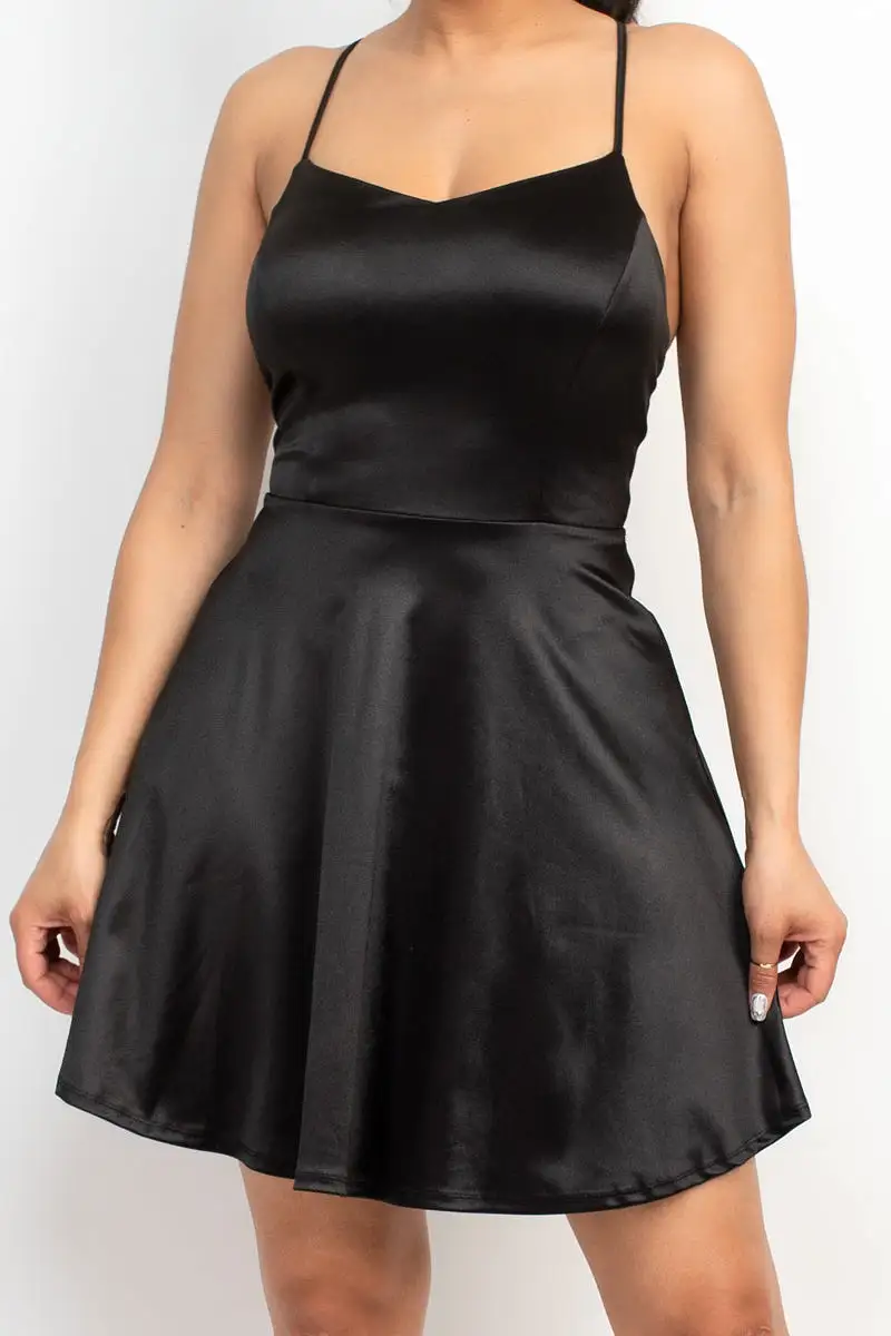 Crisscross A-line Cinched Skater Dress