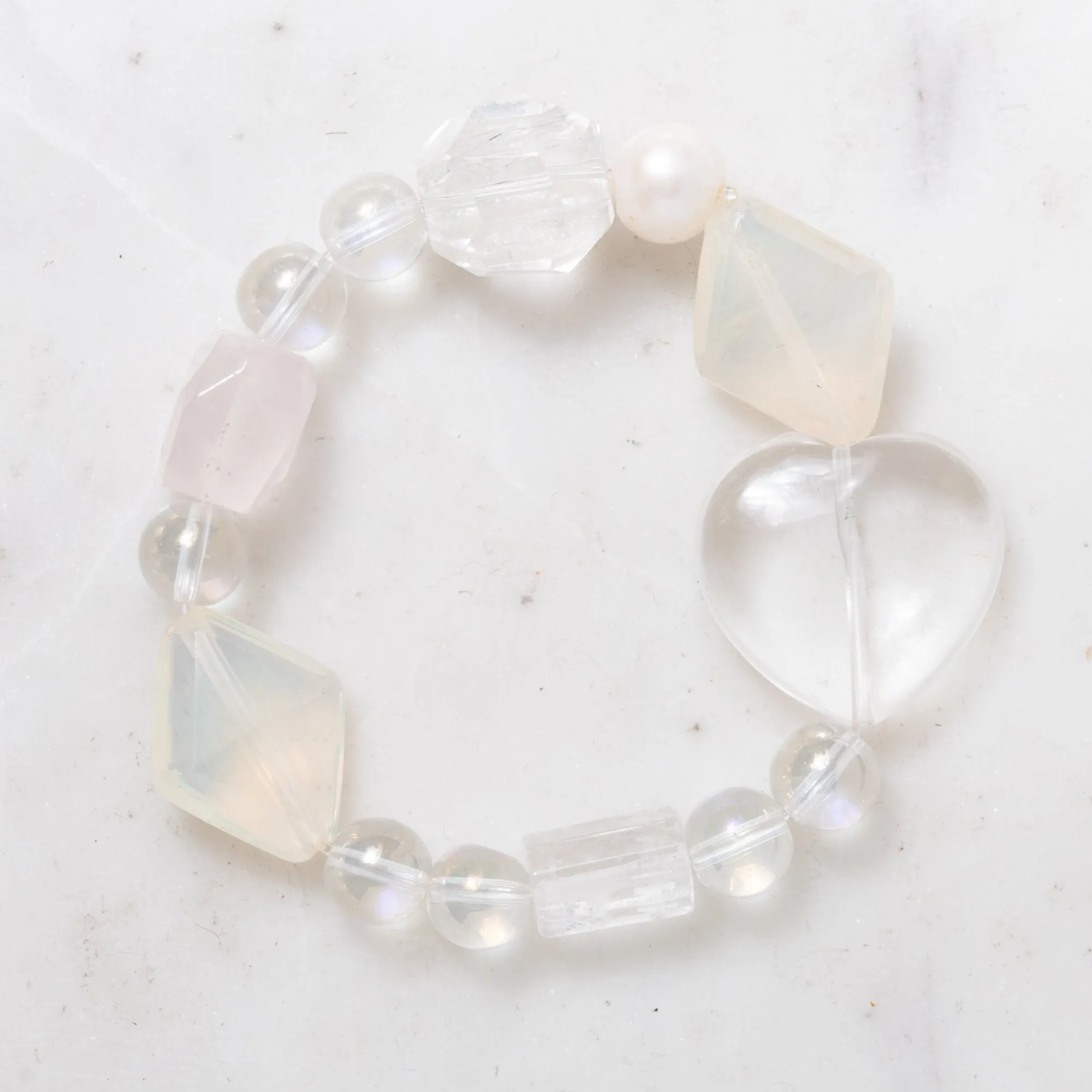 Crystal, Pineapple Quartz and Rose Quartz Bracelet