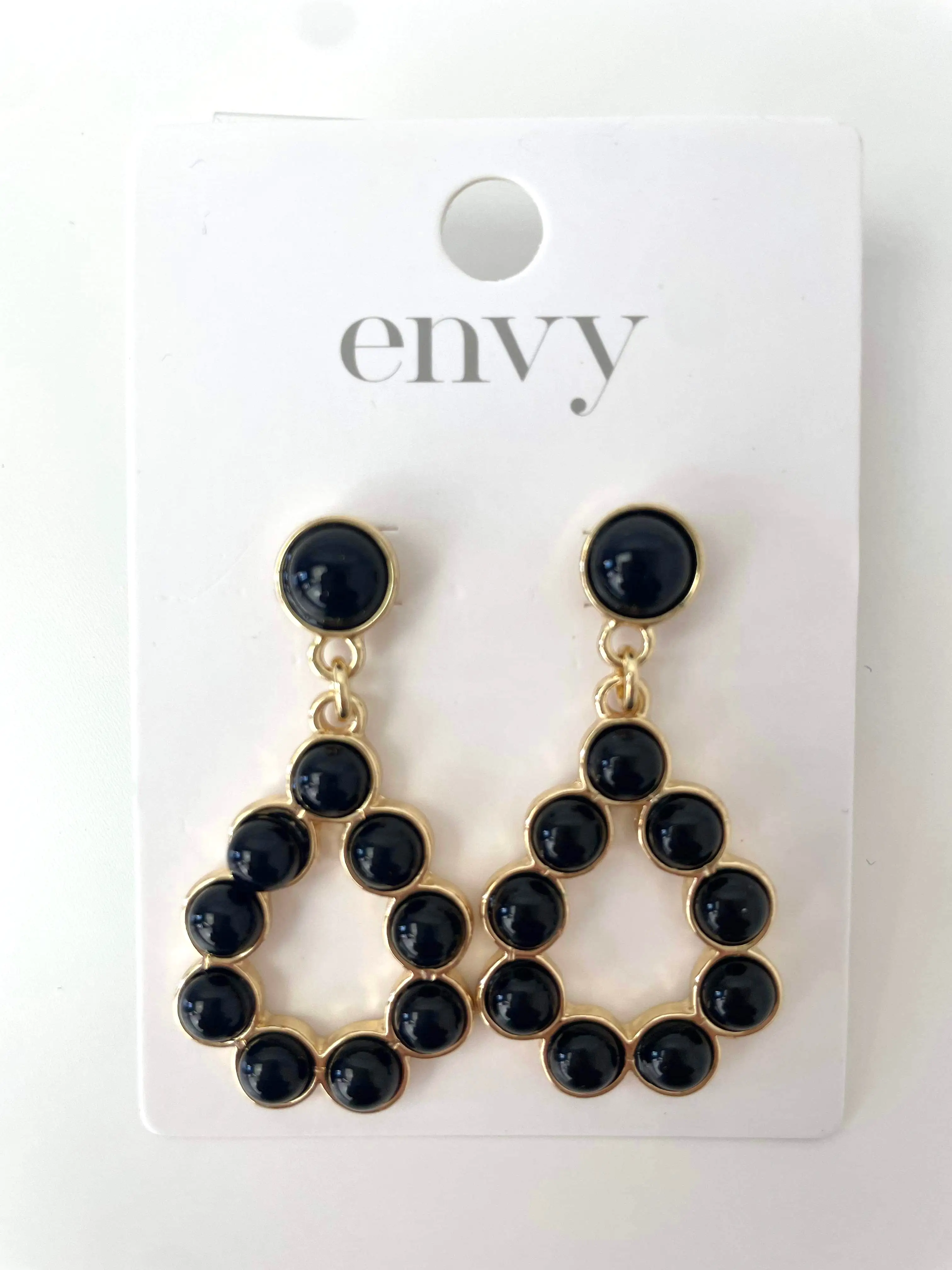 Envy Beaded Drop Earrings - Gold & Black