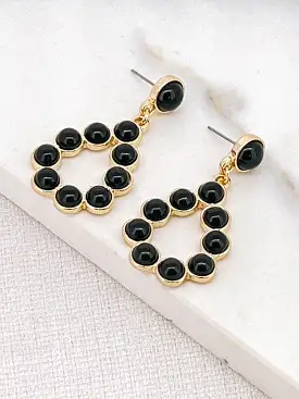 Envy Beaded Drop Earrings - Gold & Black