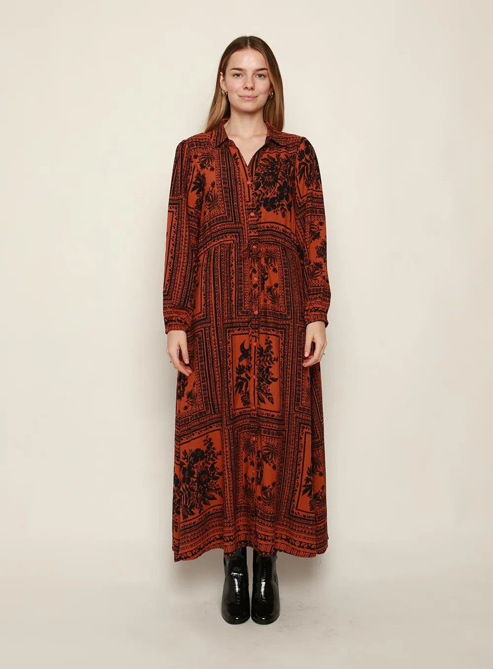 Everest Midi Dress-CHOCOLATE