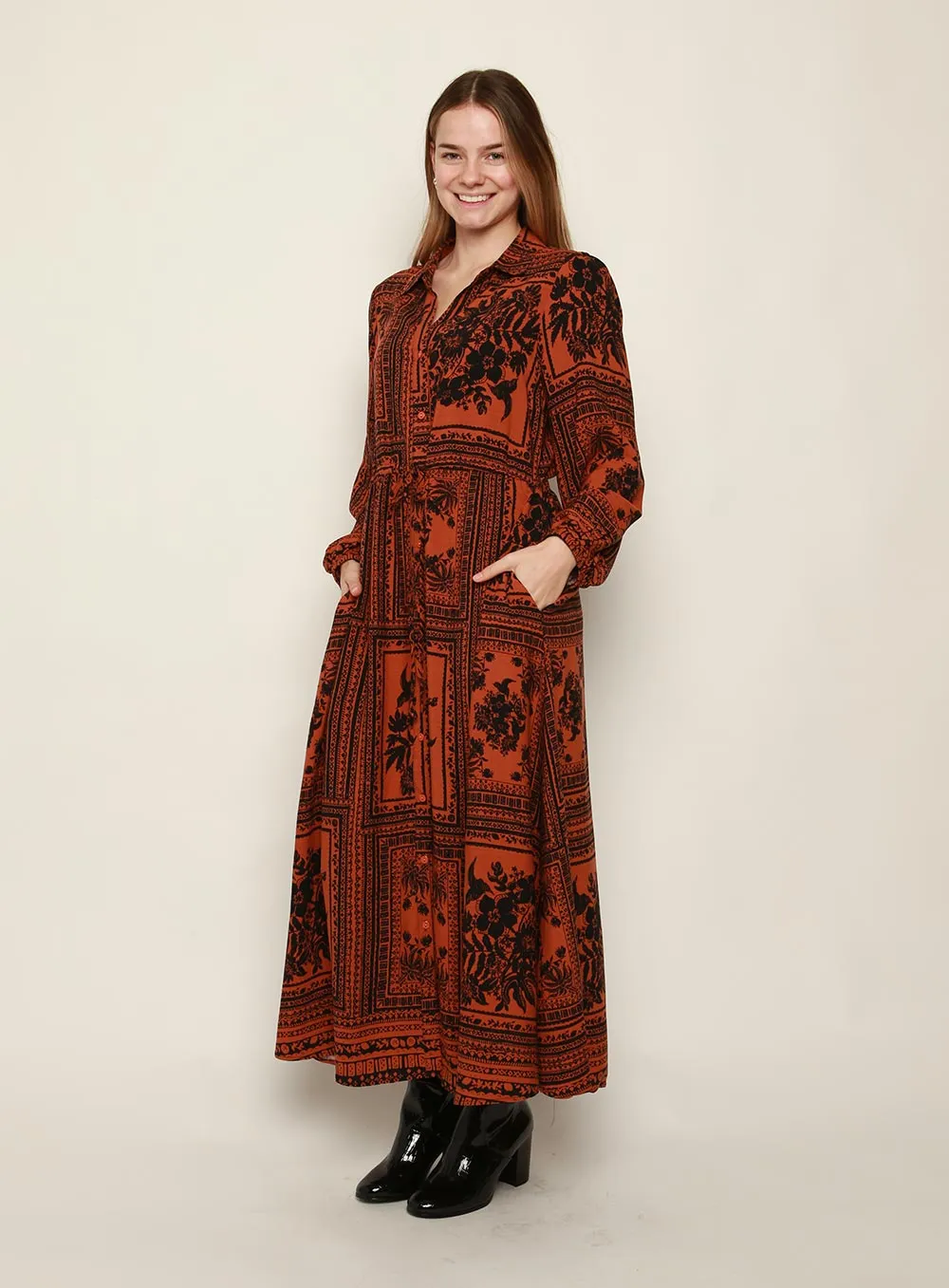 Everest Midi Dress-CHOCOLATE