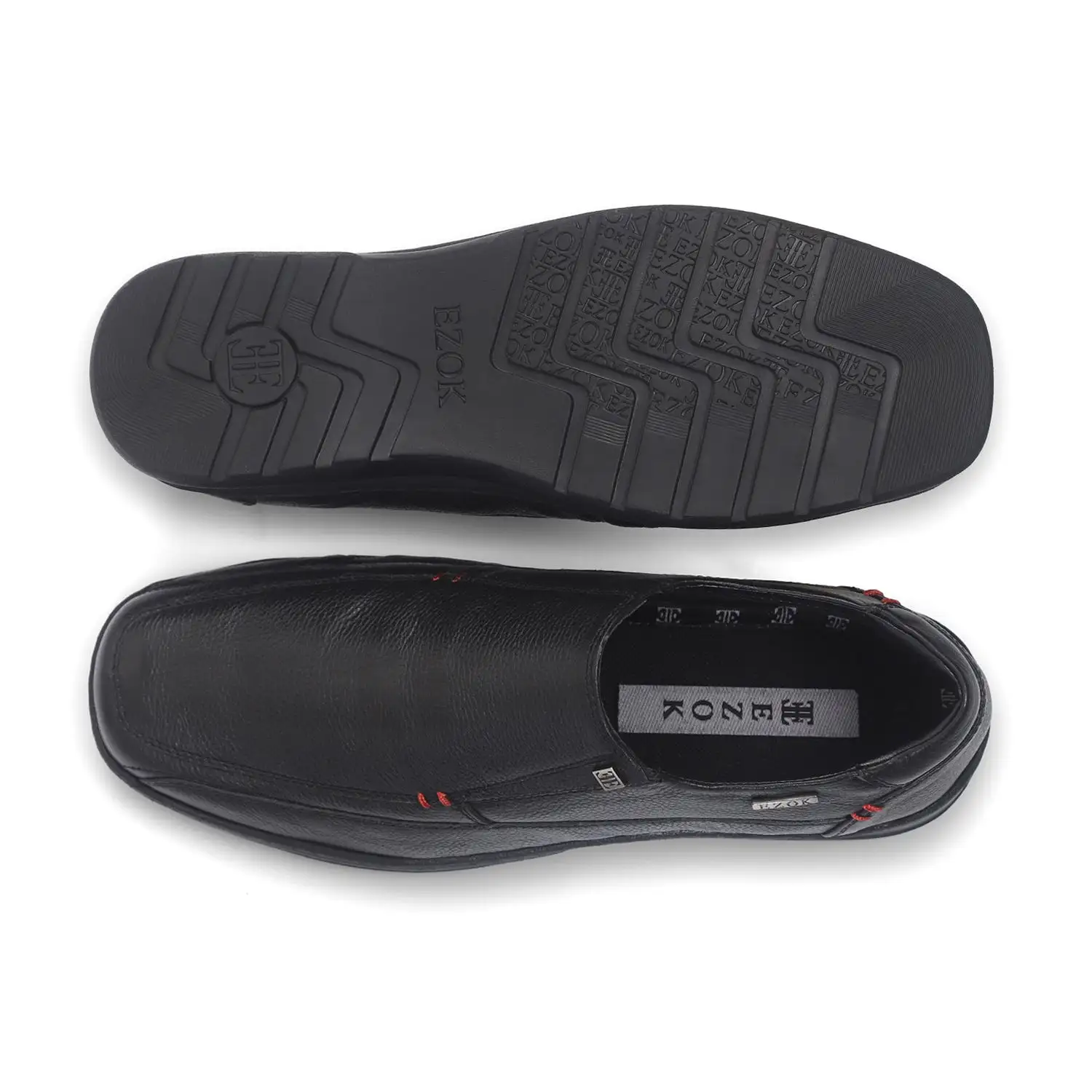 Ezok Black Leather Slipon Shoes