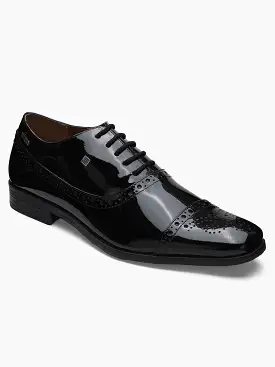 Ezok Men Black Leather Formal Shoes