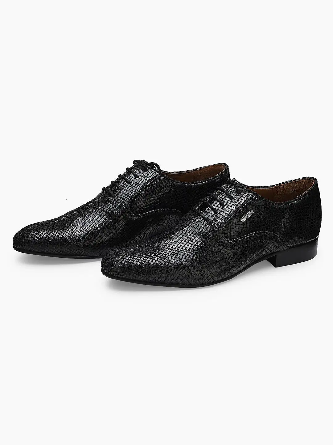 Ezok Men Black Leather Formal Shoes