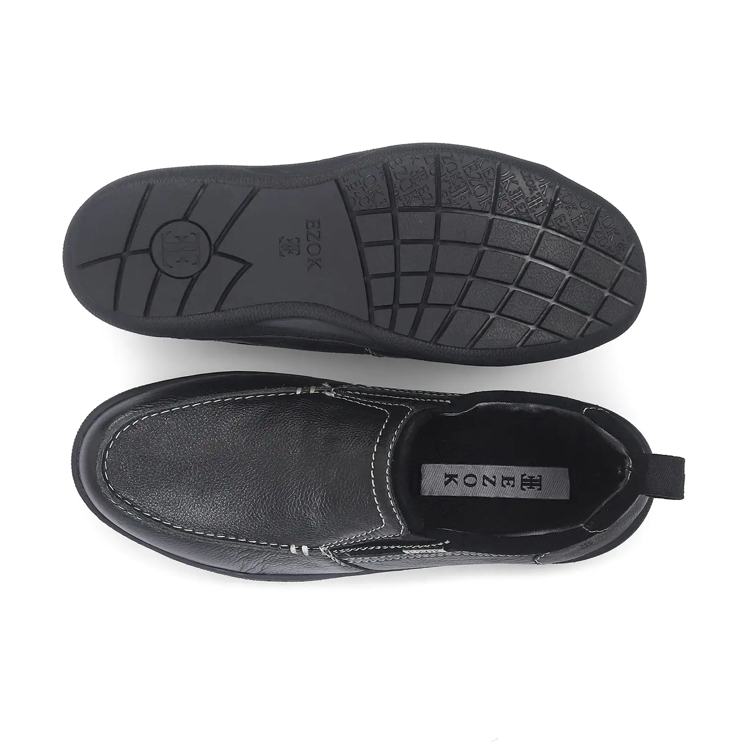 Ezok Men Black Leather Slipon Shoes