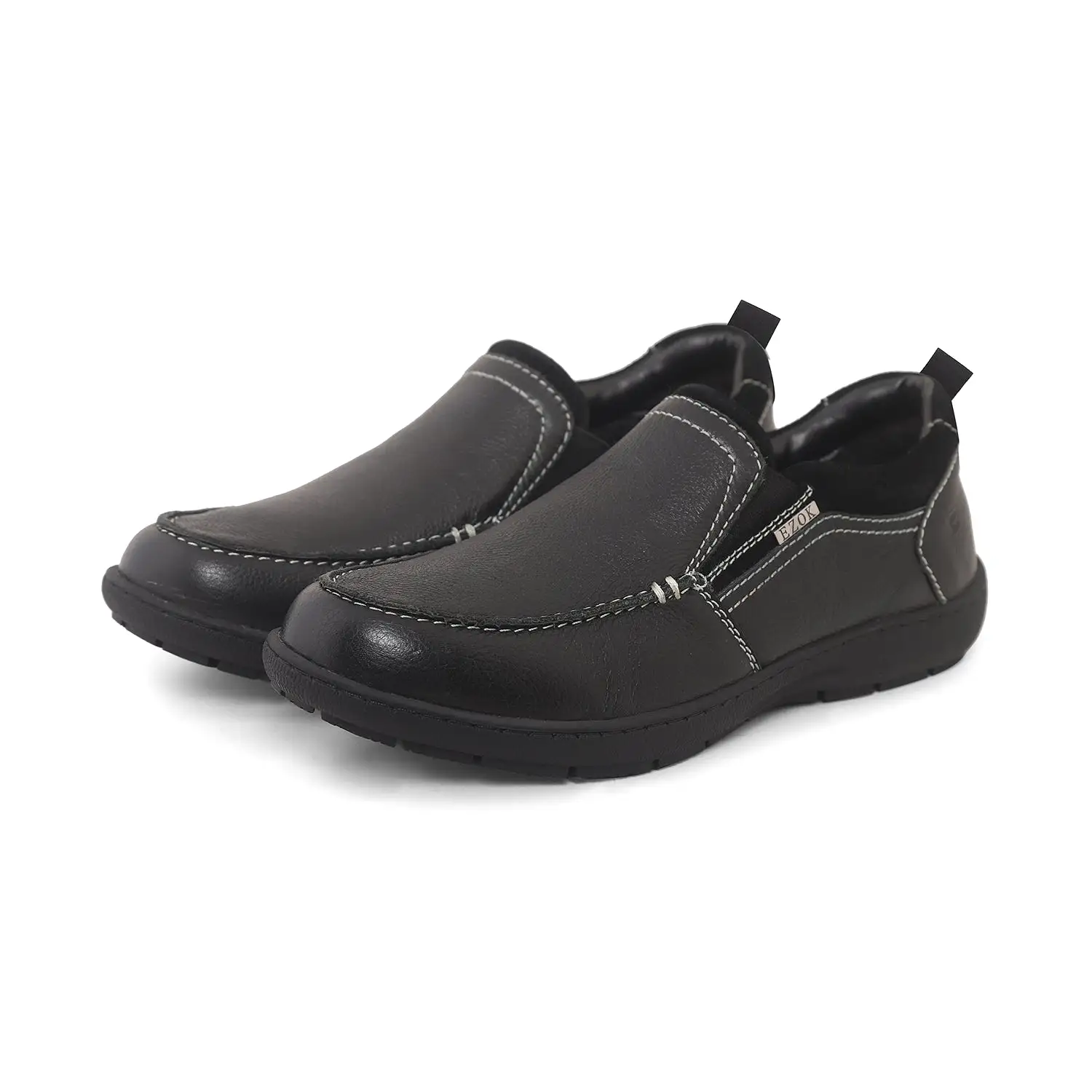 Ezok Men Black Leather Slipon Shoes