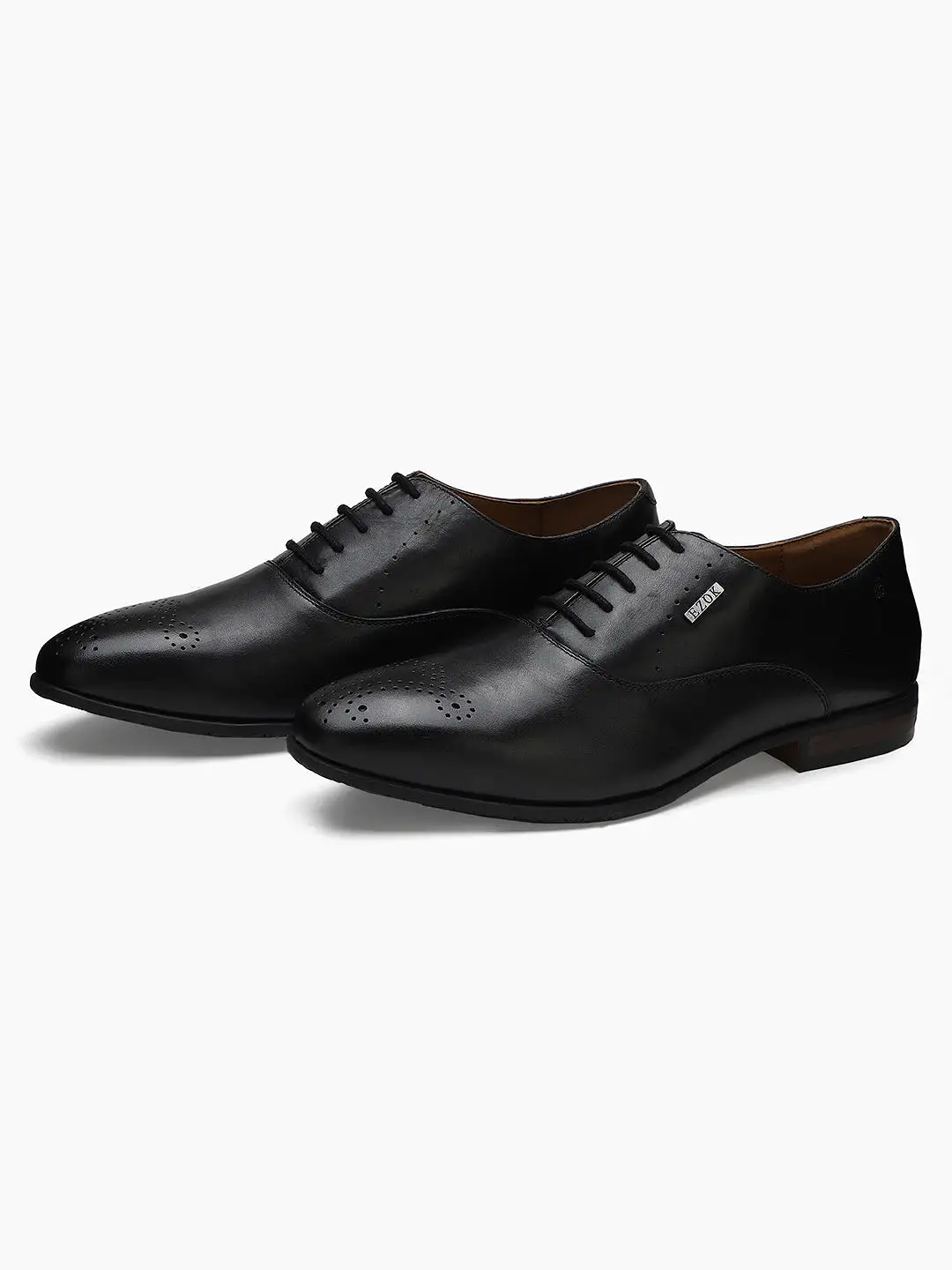 Ezok Men Bond 2043 Black Leather Formal Shoes