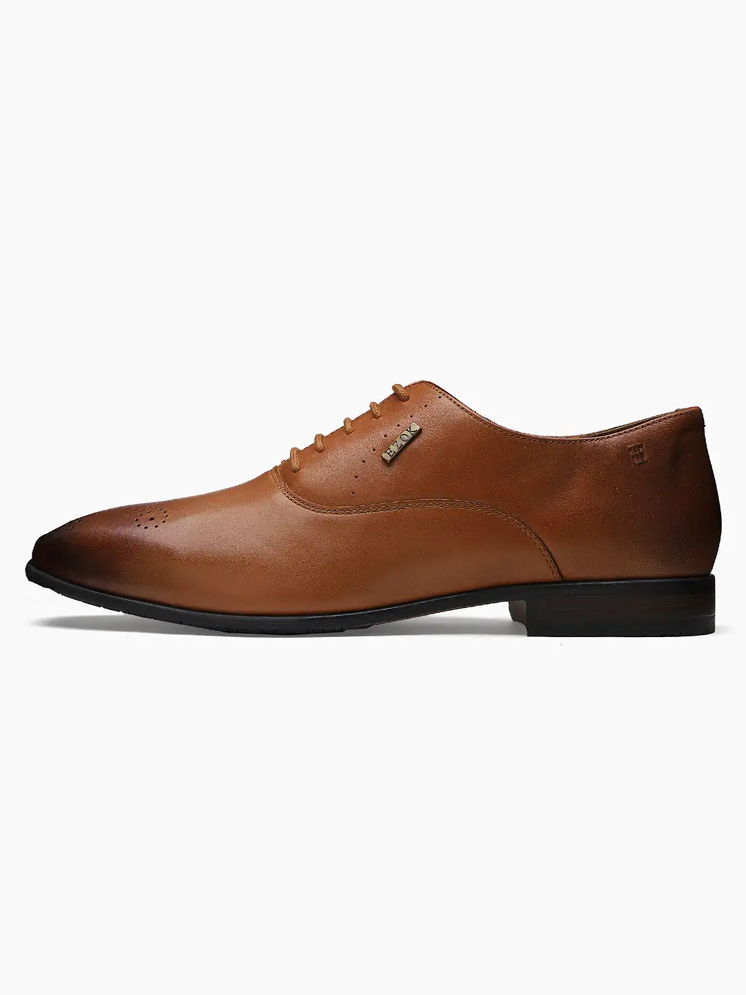 Ezok Men Bond 2043 Tan Leather Formal Shoes