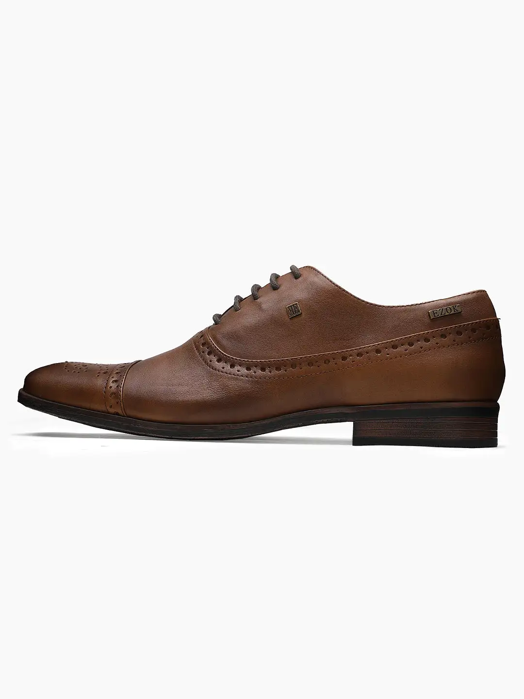 Ezok Men Brown Leather Formal Shoes