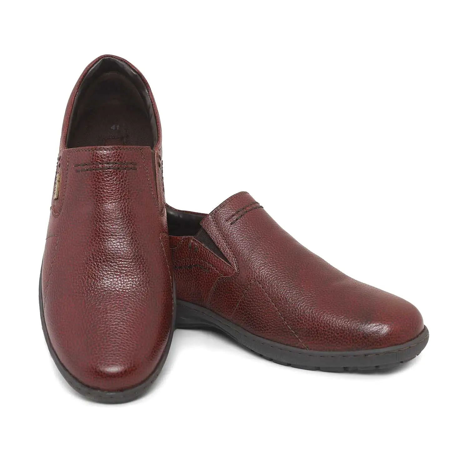 Ezok Men Maroon Leather Slipon