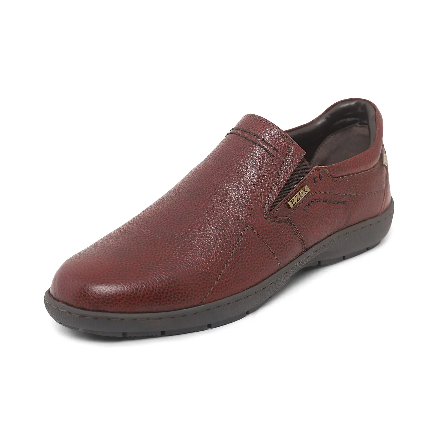 Ezok Men Maroon Leather Slipon