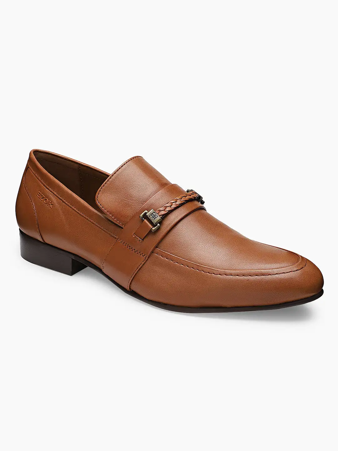 Ezok Men Tan Leather Formal Shoes