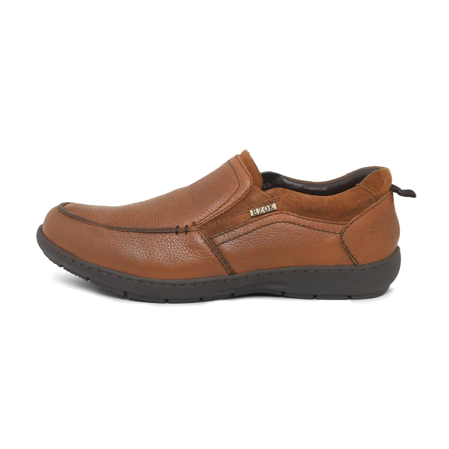 Ezok Men Tan Leather Slipon Shoes