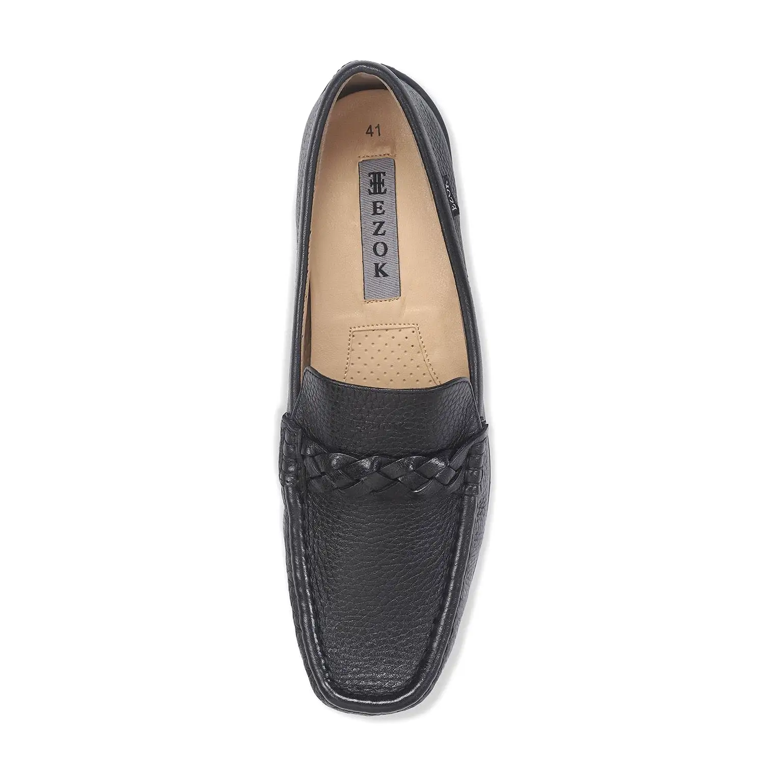 Ezok Mens Black Moccasin Driving Leather Loafers