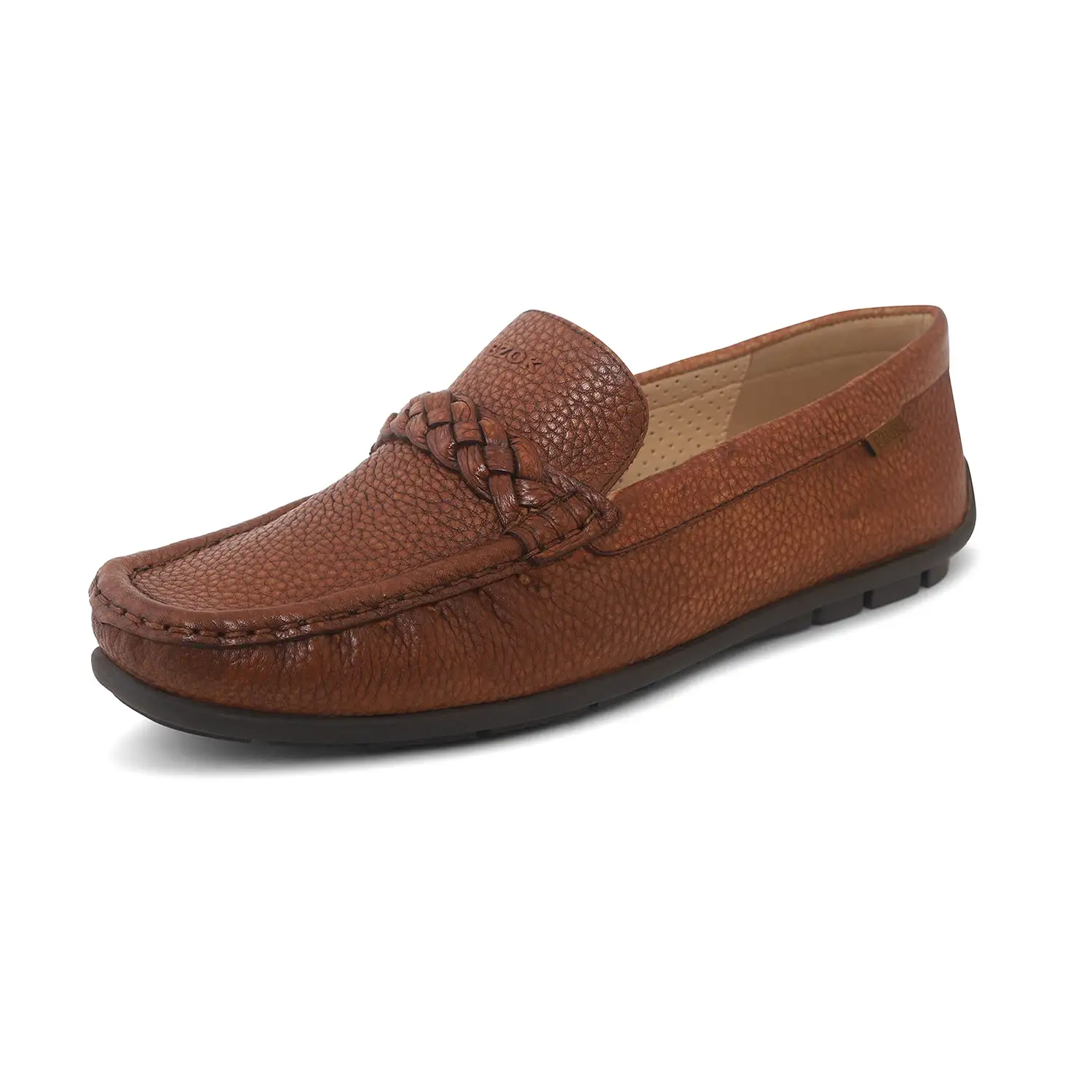 Ezok Mens Tan Moccasin Driving Leather Loafers