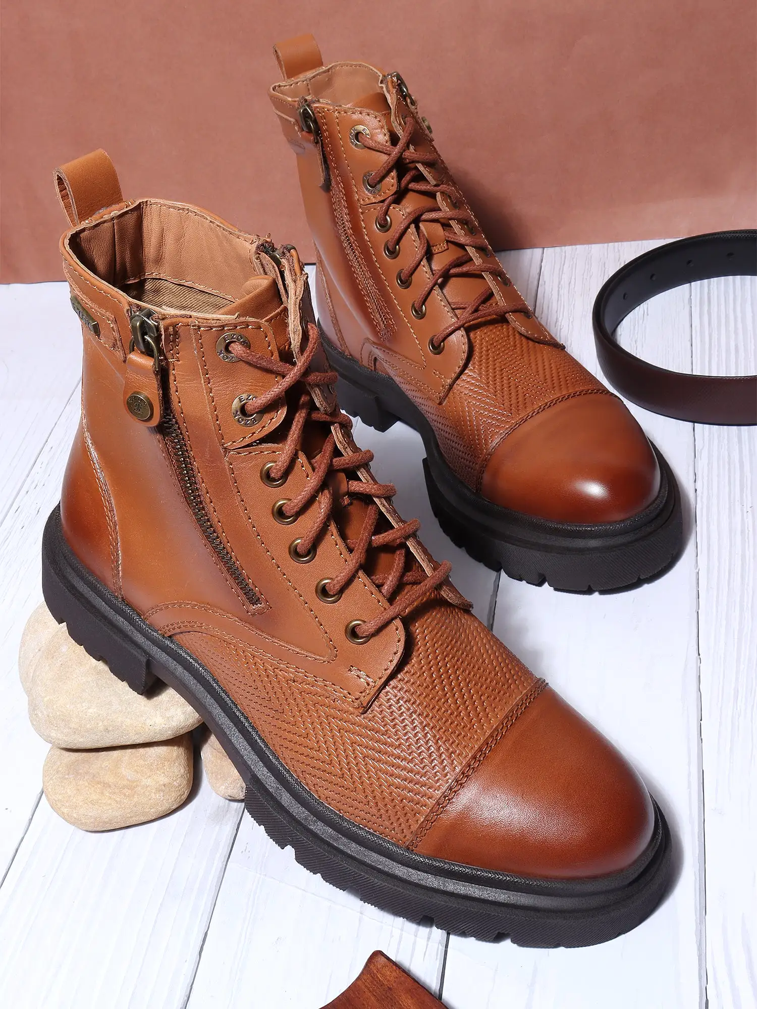 Ezok Tan Casual boot shoes for men (2501)