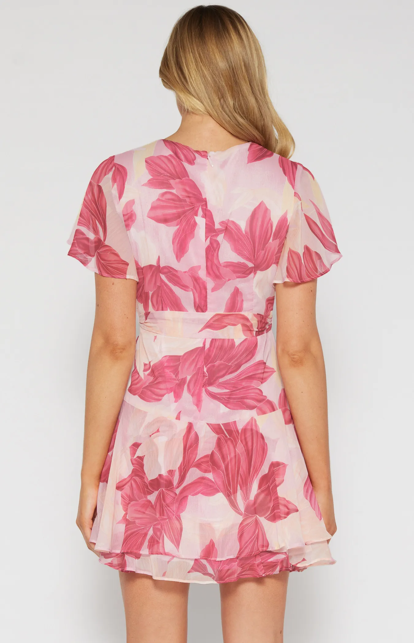 Floral Chiffon Dress with Ruffle Detailed Hem (SDR1312-2A)