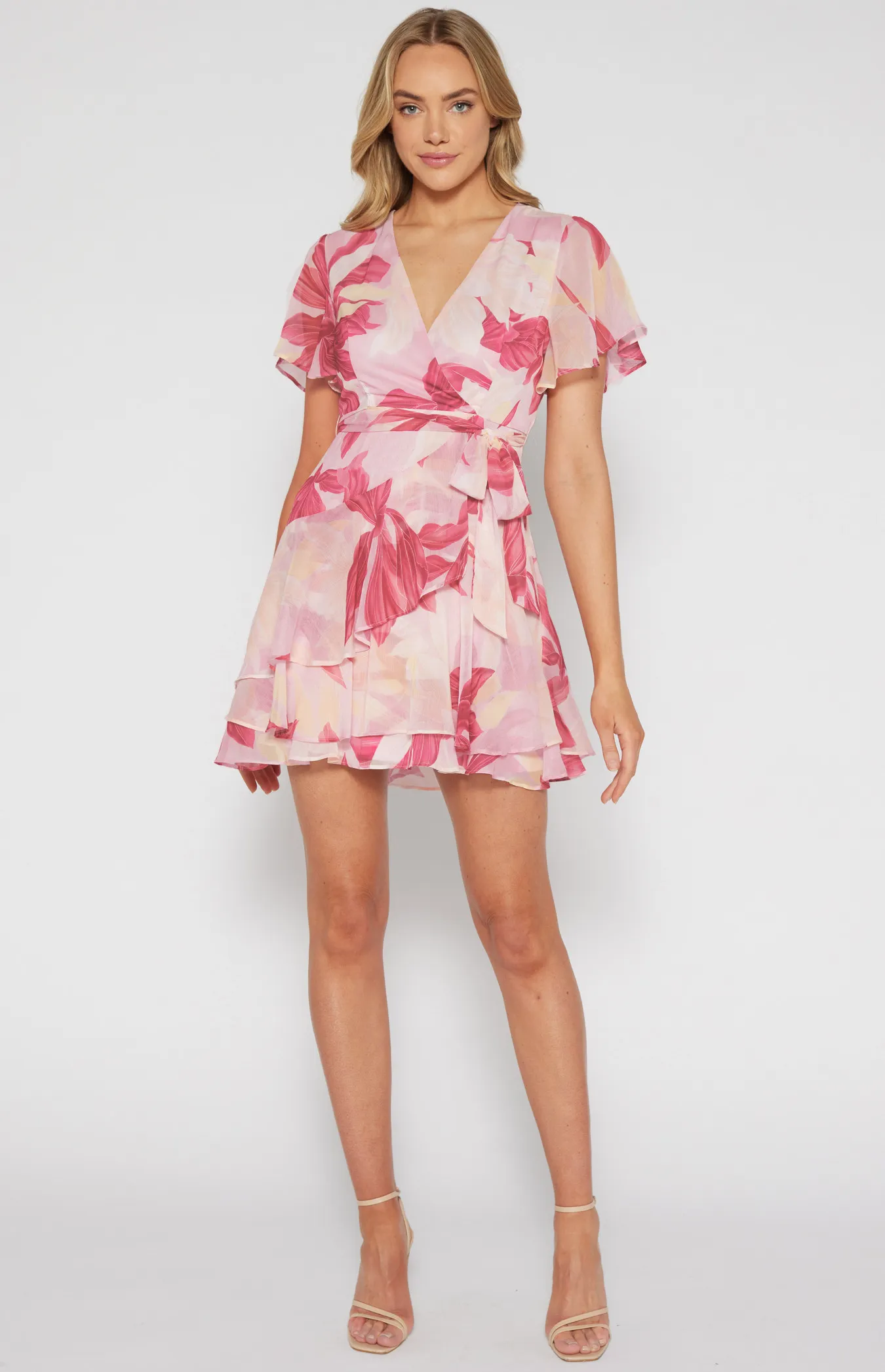 Floral Chiffon Dress with Ruffle Detailed Hem (SDR1312-2A)