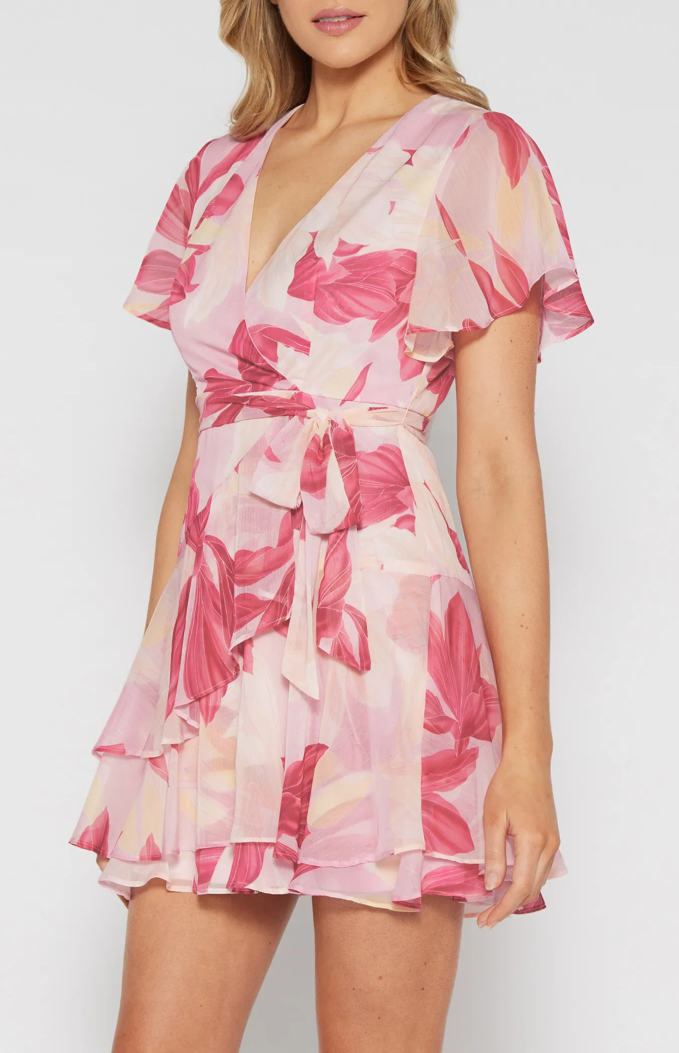 Floral Chiffon Dress with Ruffle Detailed Hem (SDR1312-2A)