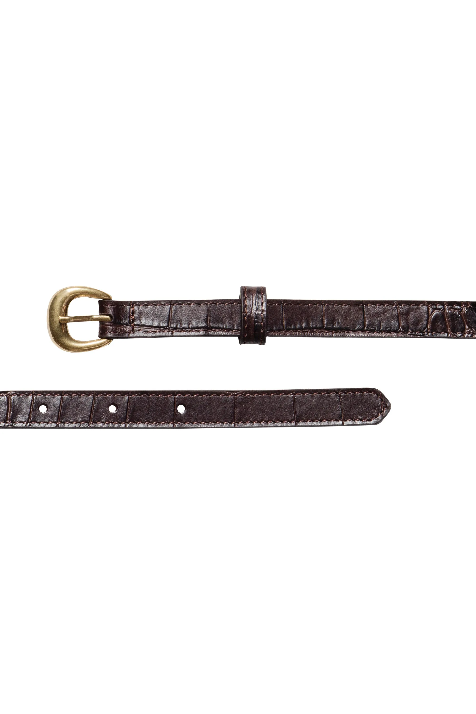 Frame Denim Petite Timeless Belt in Dark Chocolate w/ Gold Hardware