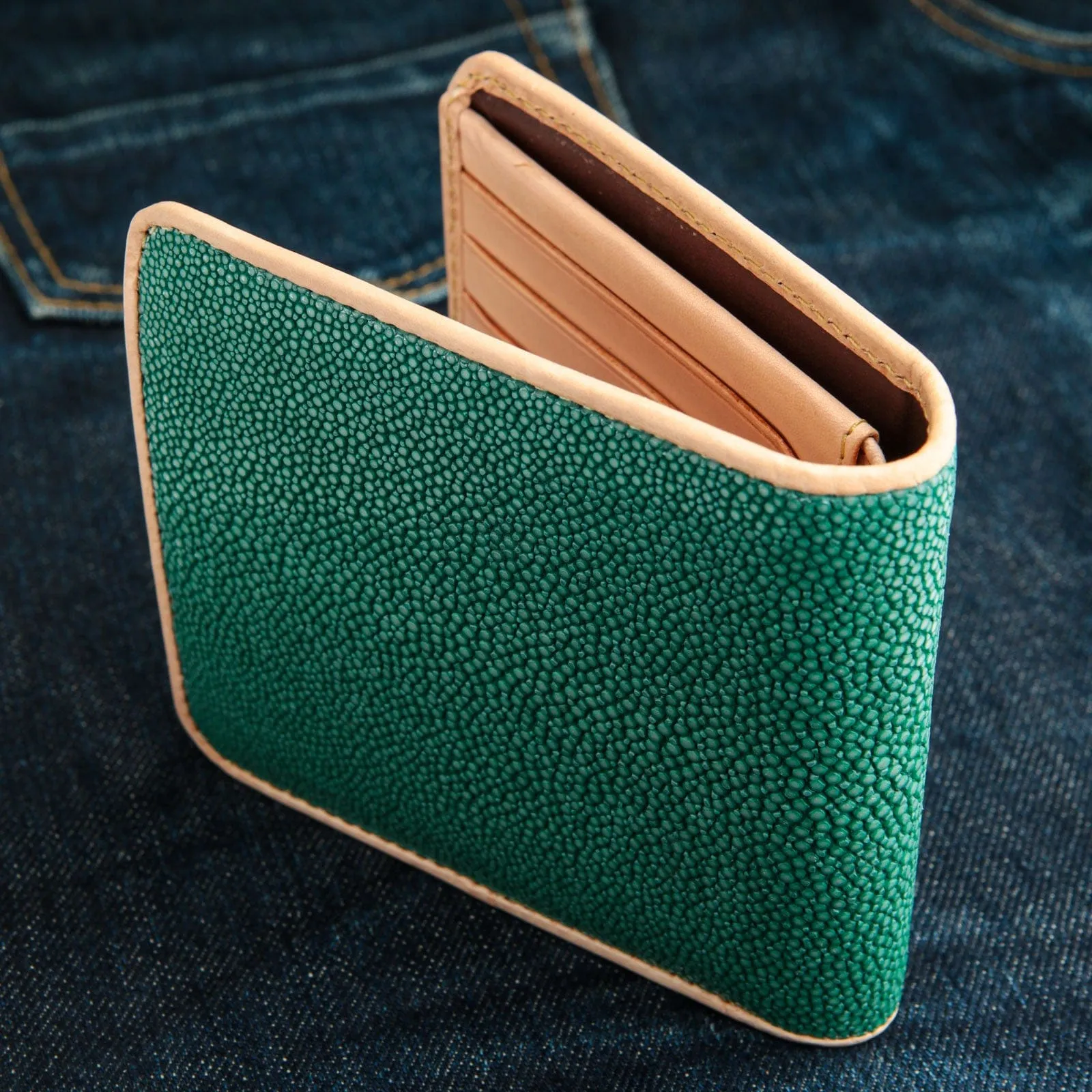 Green Genuine Stingray Leather Wallet