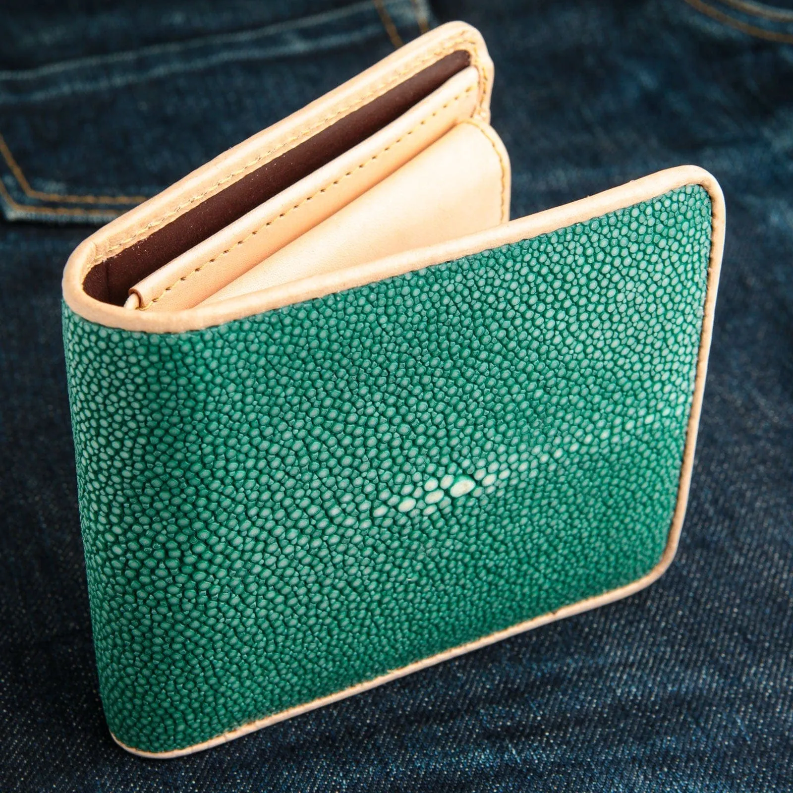 Green Genuine Stingray Leather Wallet