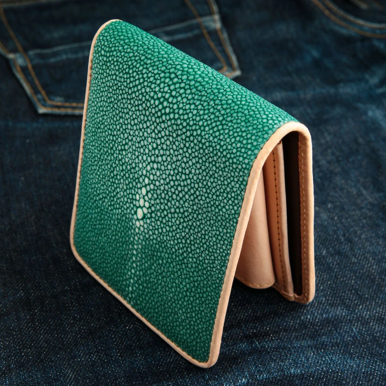 Green Genuine Stingray Leather Wallet