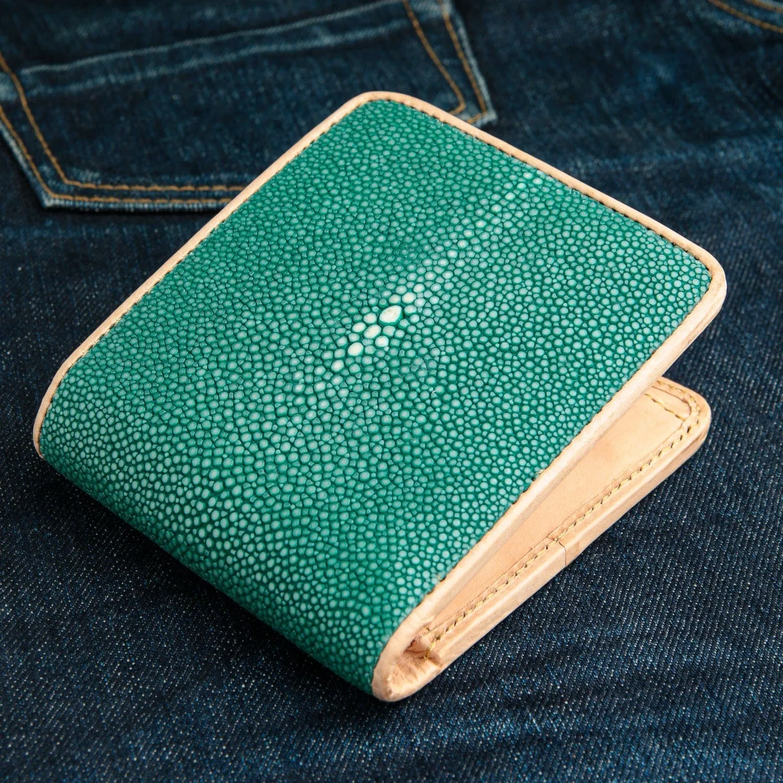 Green Genuine Stingray Leather Wallet