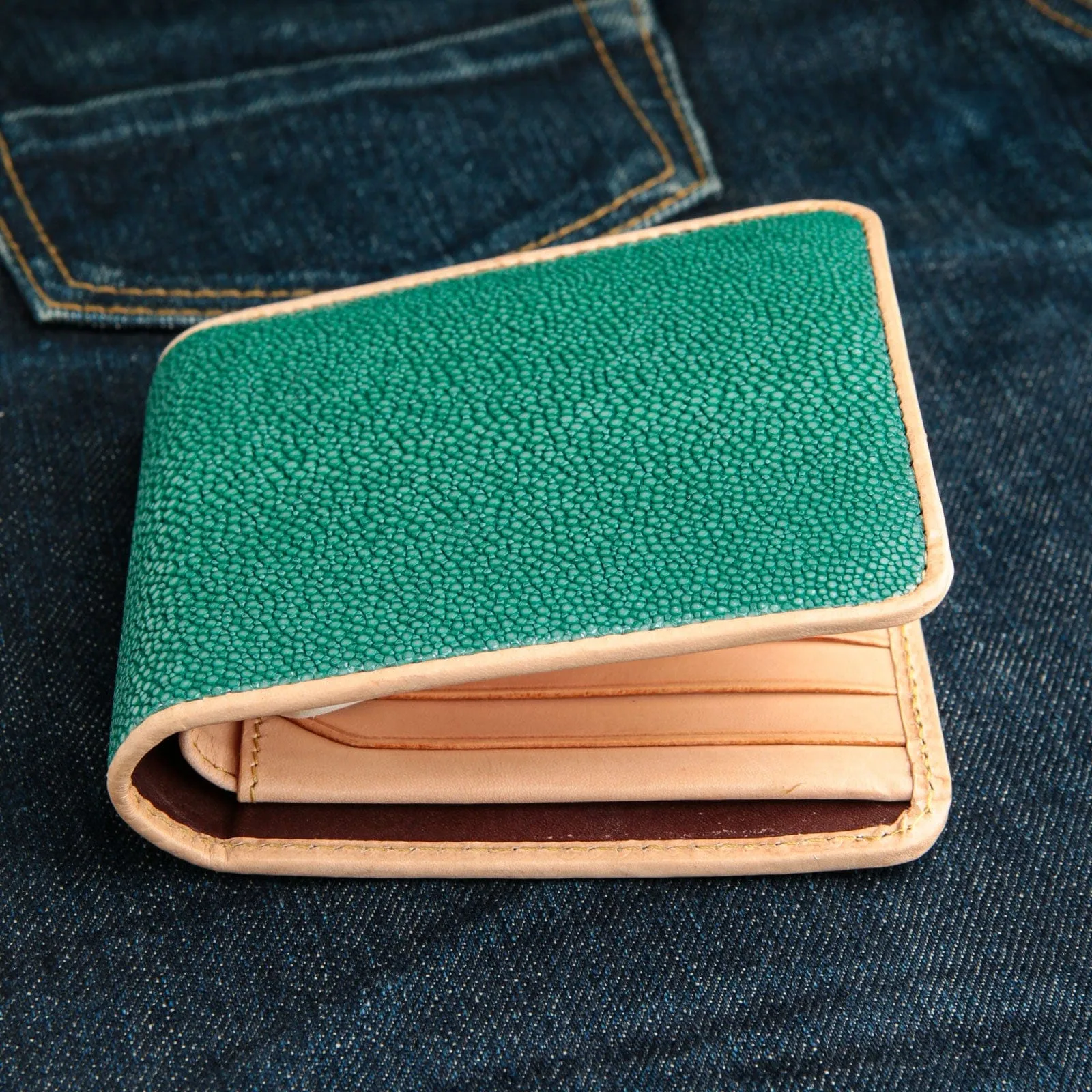 Green Genuine Stingray Leather Wallet