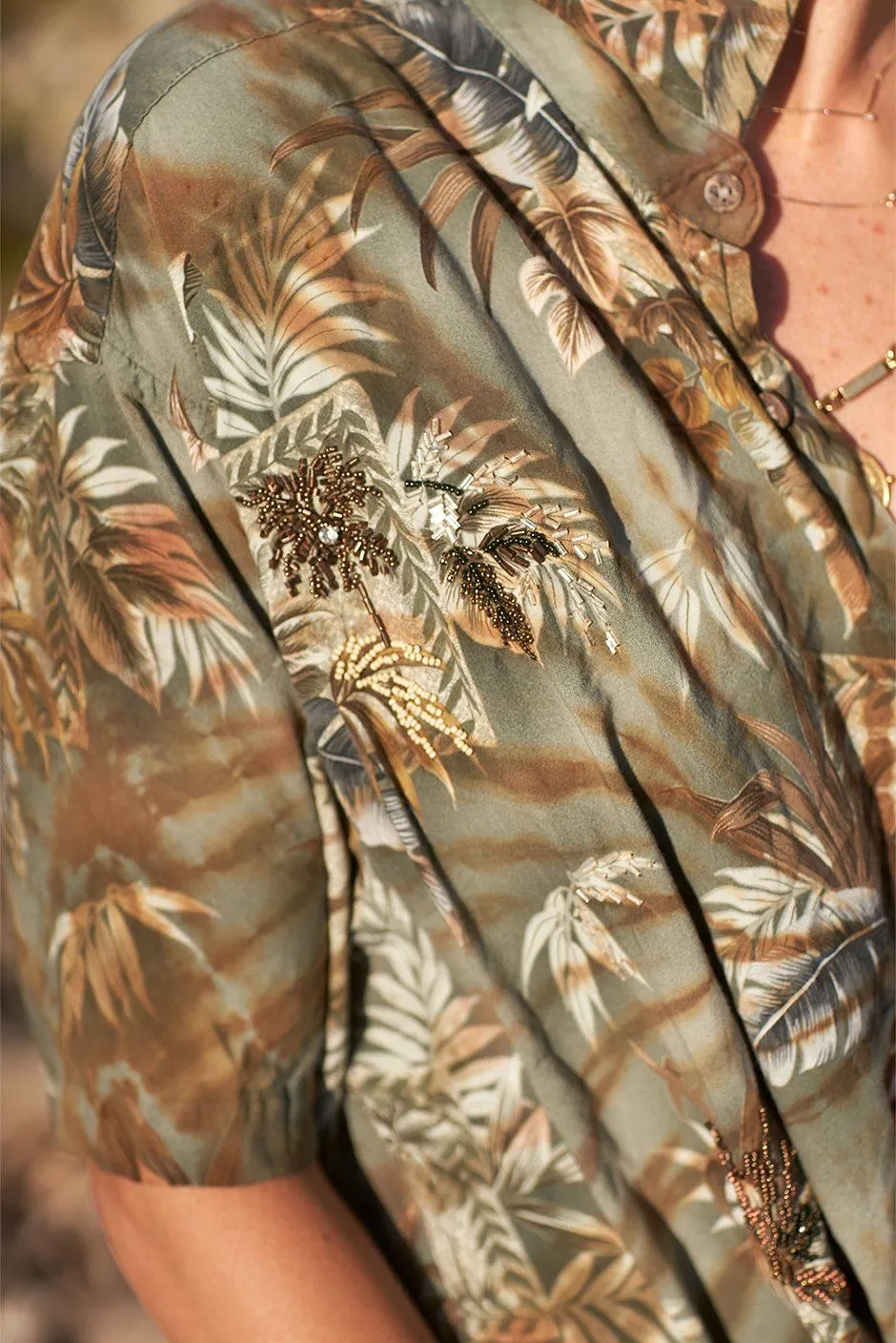 Hawaiian Kai Shirt // Beaded Desert Palm Tie Dye