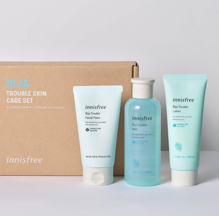 Innisfree Bija Trouble Skin Care Set Pore Clean Sensitive Oily Skin Salicylic Acid BHA Non Comedogenic