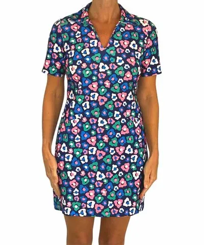 Katherine Way Beaufort Dress In Floral Cheetah Navy